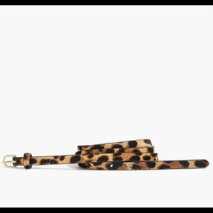 J. Crew Calf Hair Leather Skinny Leopard Belt XS/S